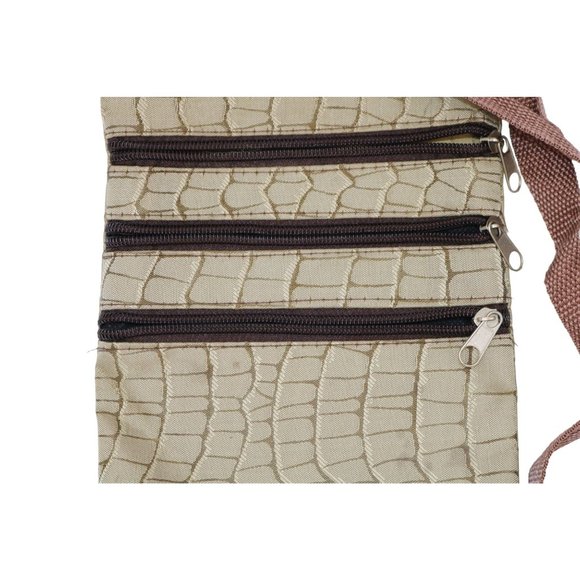 AZ Khaki Medium Bag Cross Body Crossover Zippered Camera Travel Purse Shoulder - Picture 5 of 7